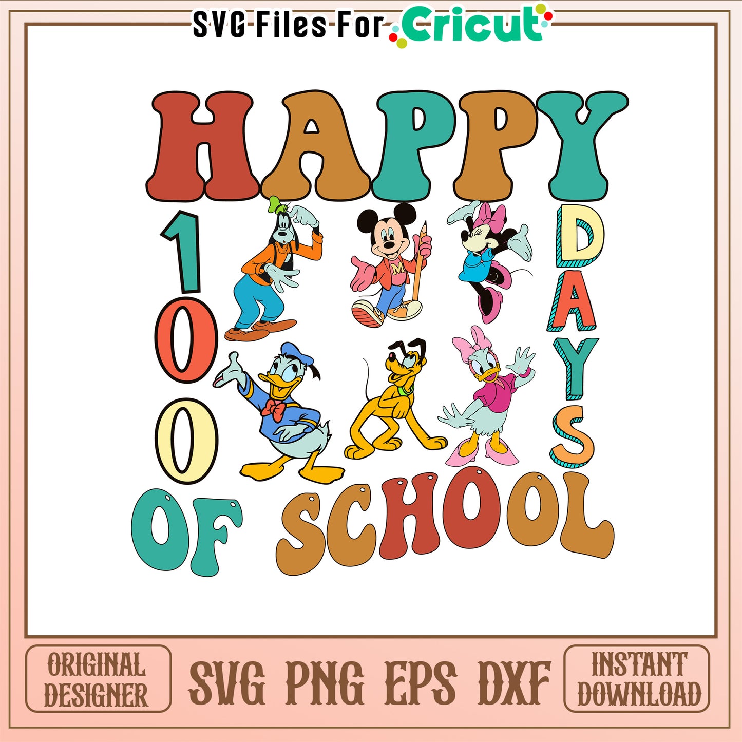 Mickey happy 100 days of school svg, walt disney magnet school svg