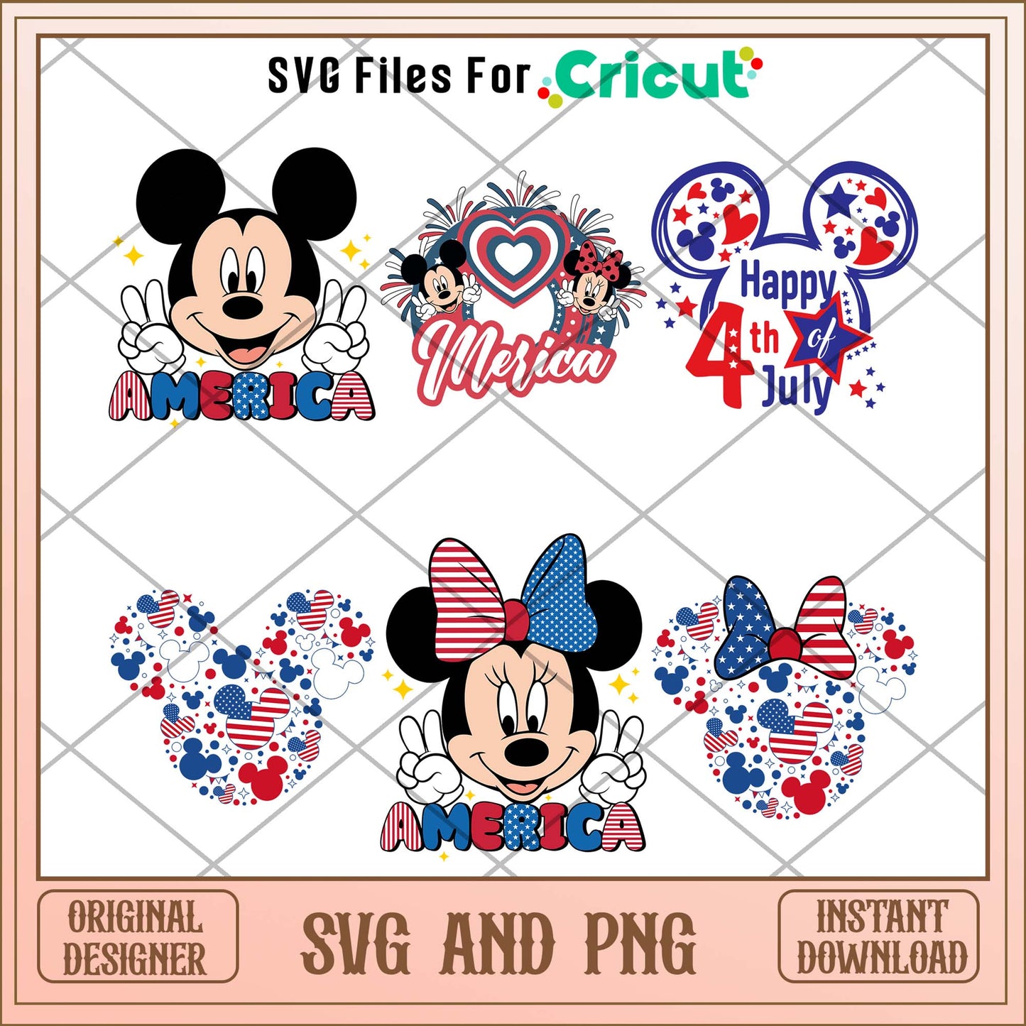 Mickey head art 4th of july svg bundle