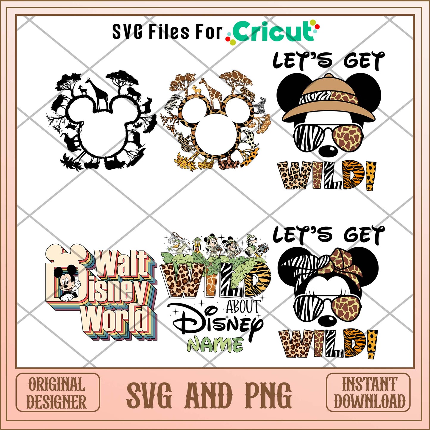 Mickey head wild animal svg bundle