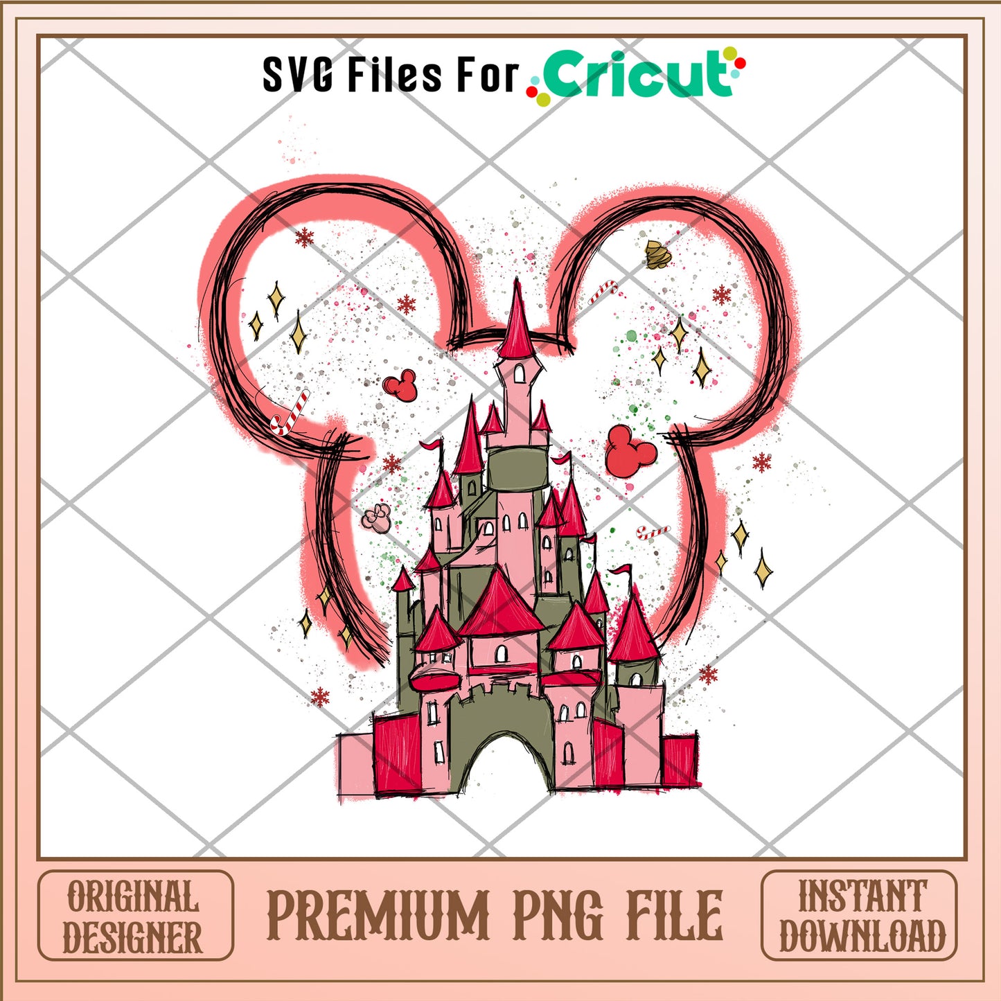 Mickey head christmas casle png, mickey mouse png, christmas png