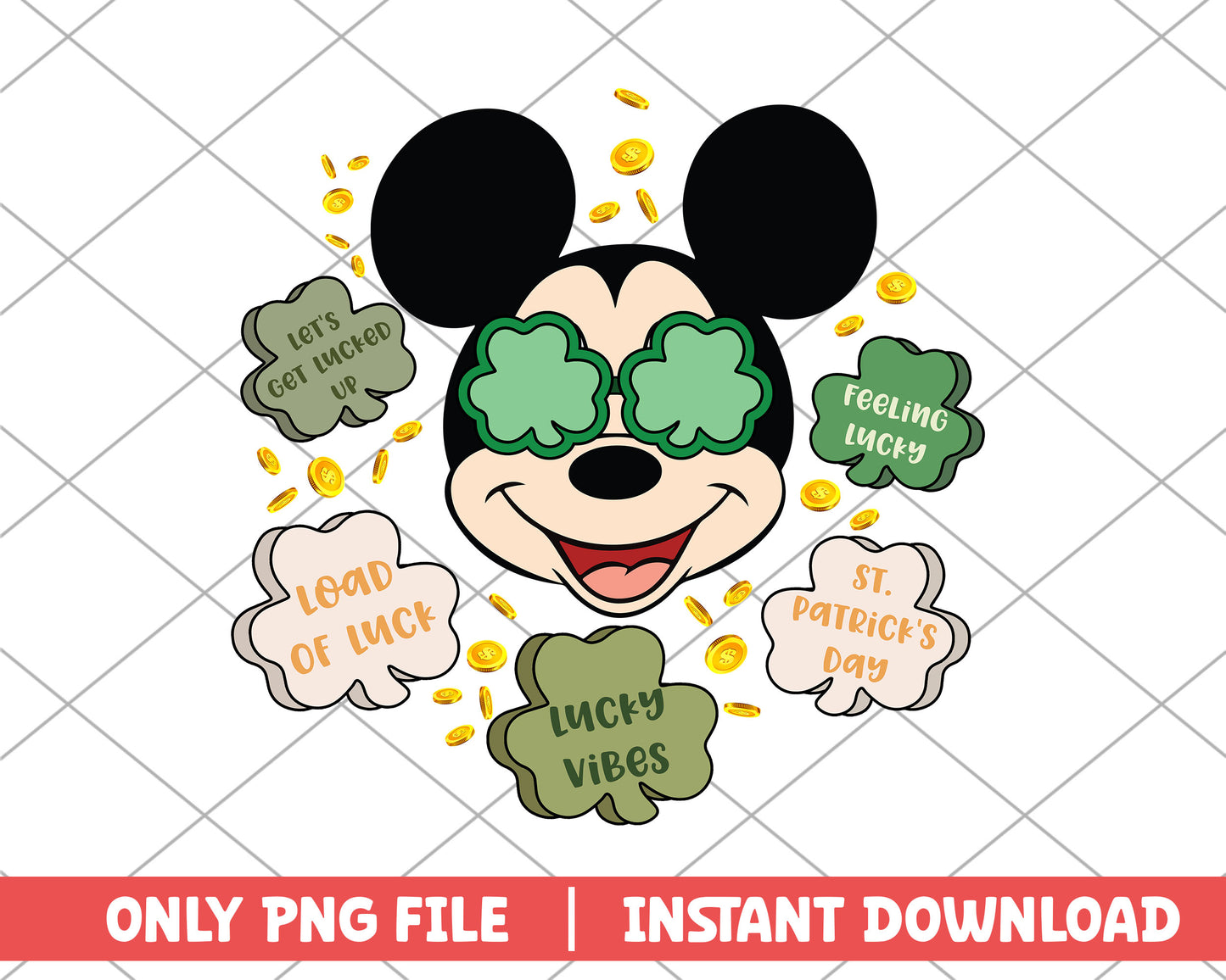 Mickey lucky vibes st.patrick day png