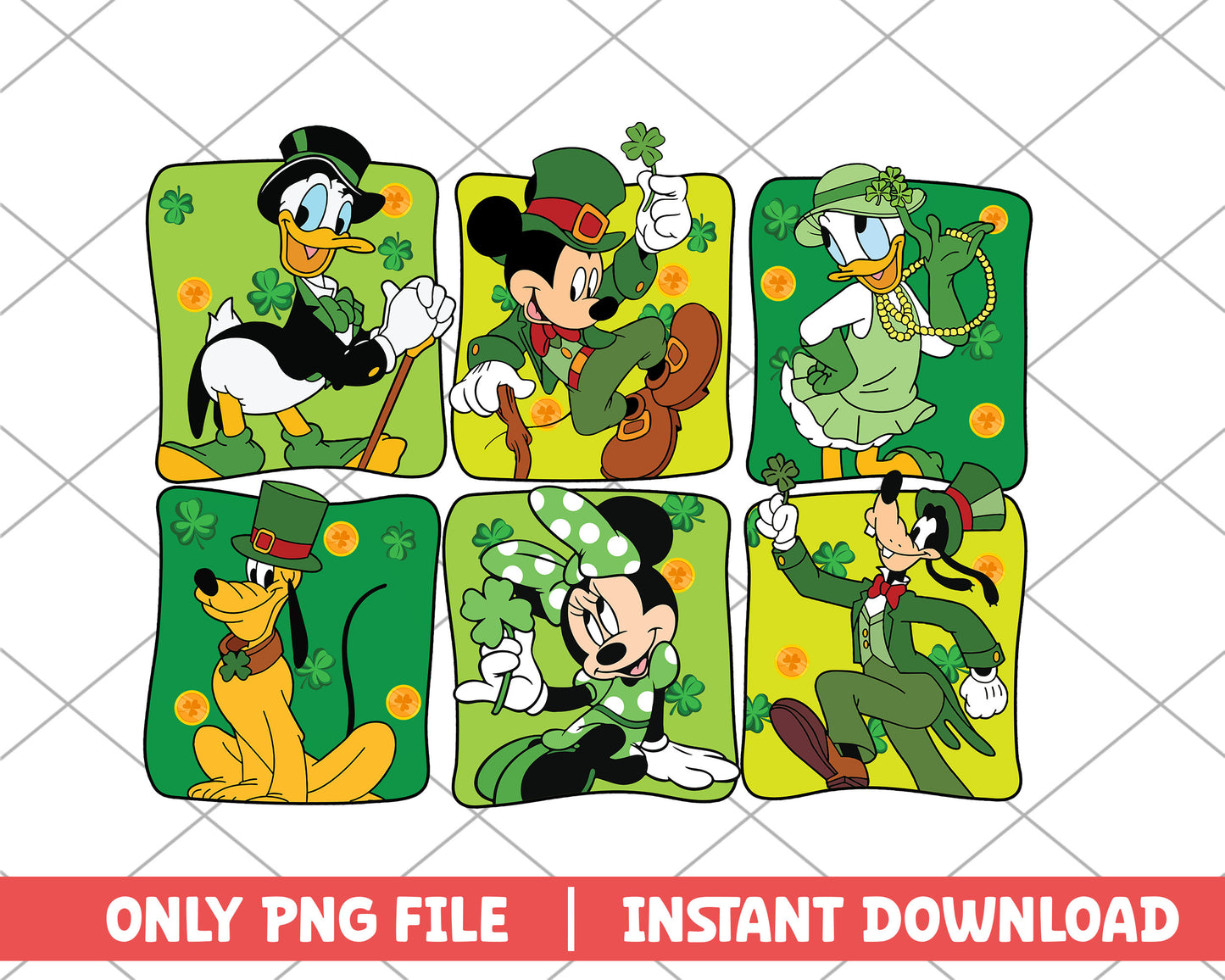 Mickey mouse and clover st.patrick day png