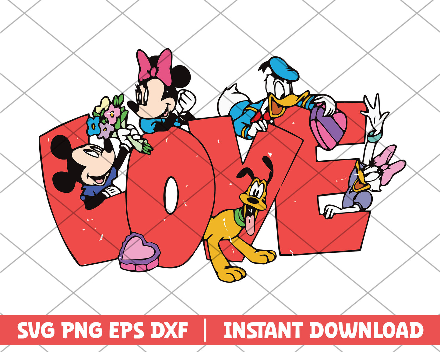 Mickey mouse and love svg