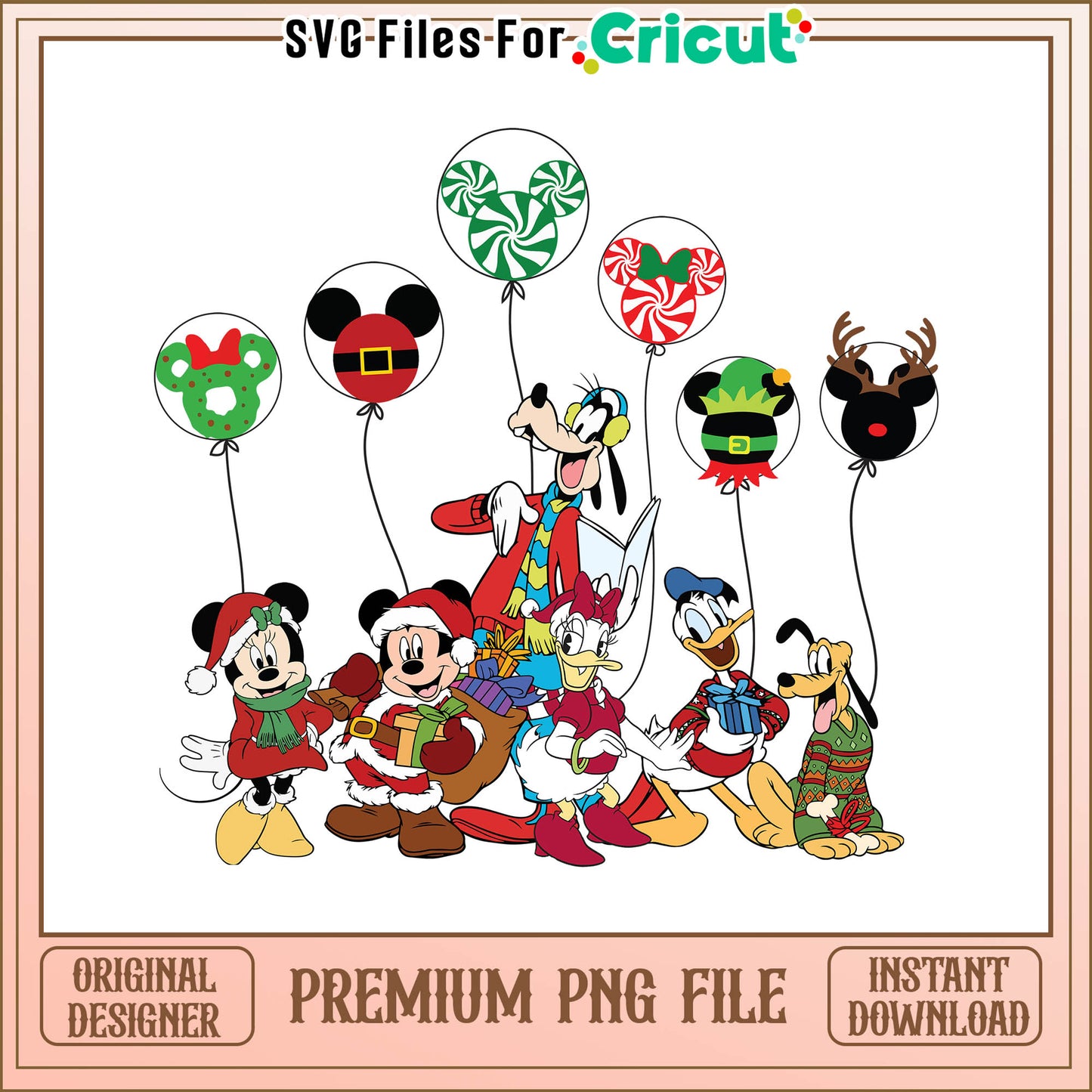 Mickey mouse balloon merry christmas png, mickey mouse christmas decor png
