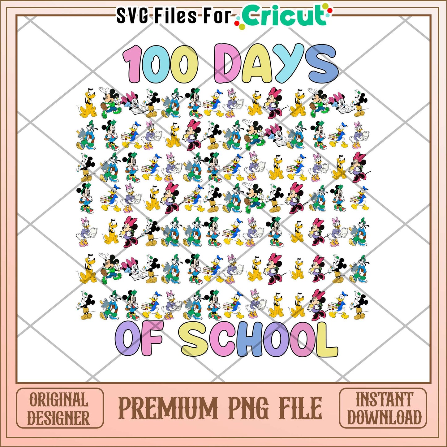 Mickey mouse characters 100 days of school png, disney png