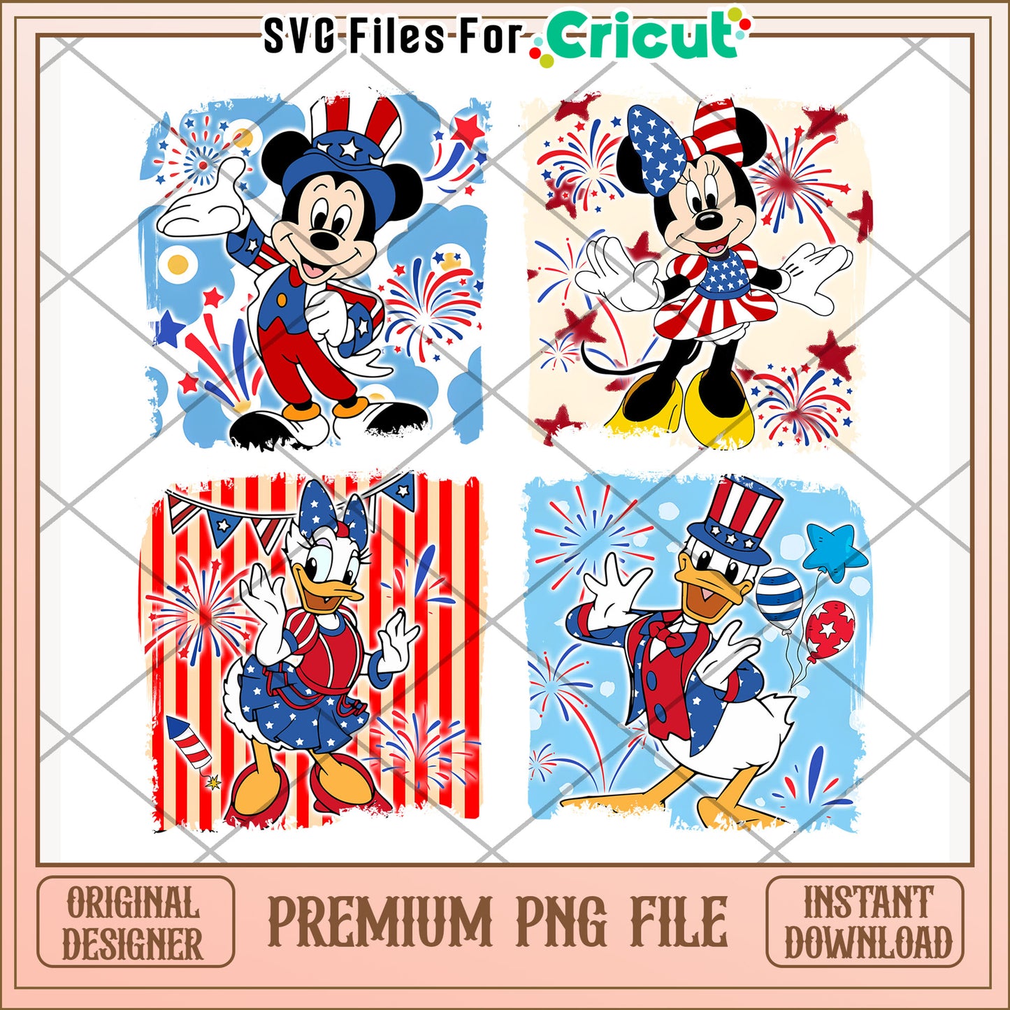 Mickey mouse chracters png, happy 4th of july png, red white and blue png