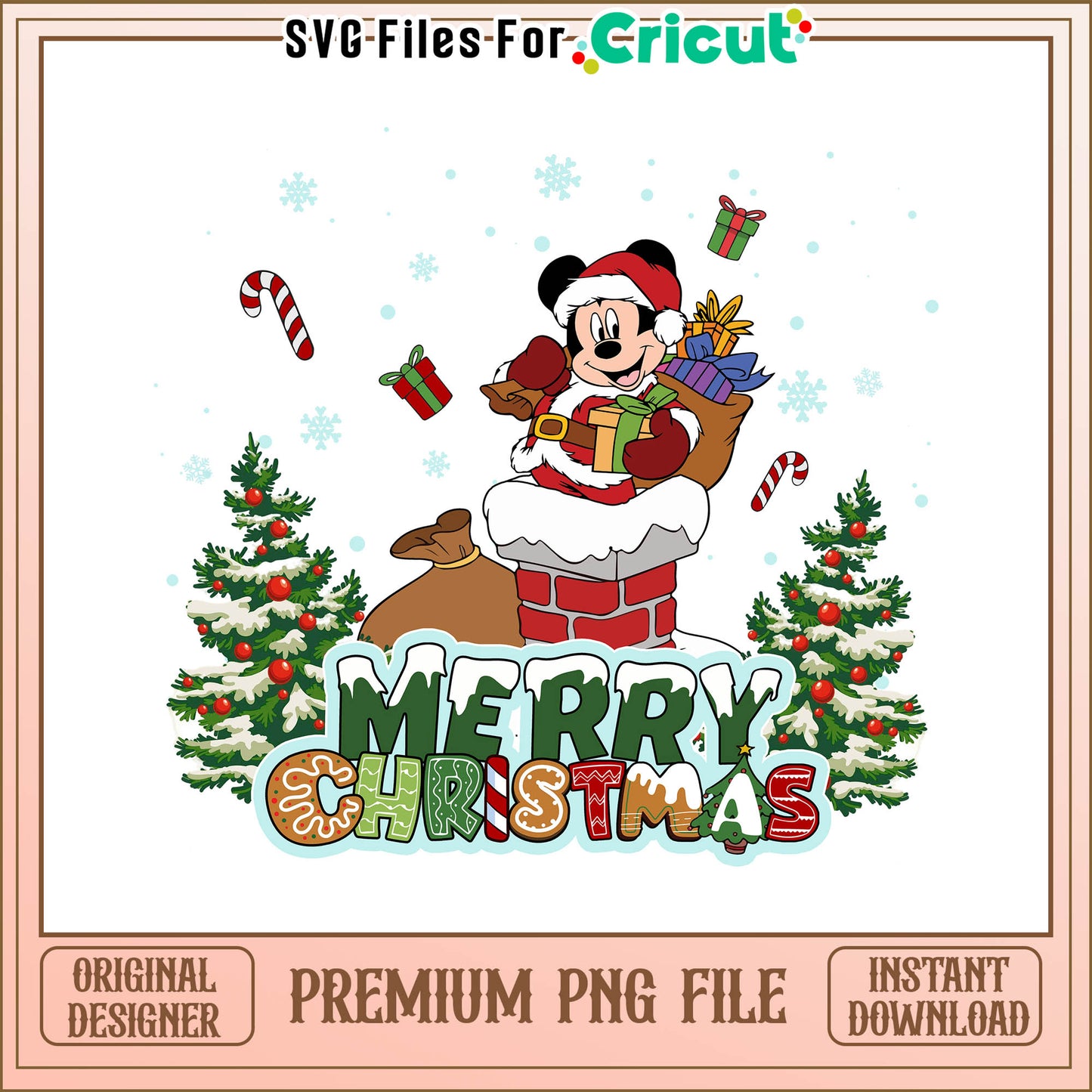 Mickey mouse gift merry christmas png, mickey mouse christmas decor png