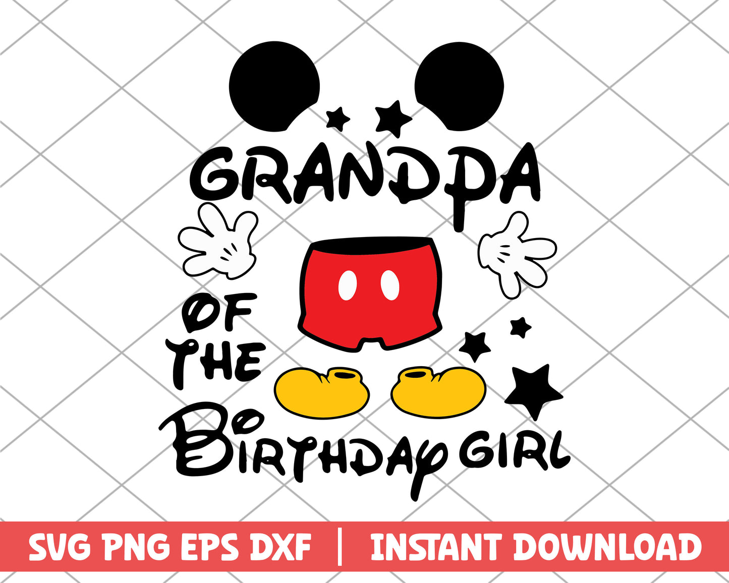 Mickey mouse grandpa of the birthday girl svg