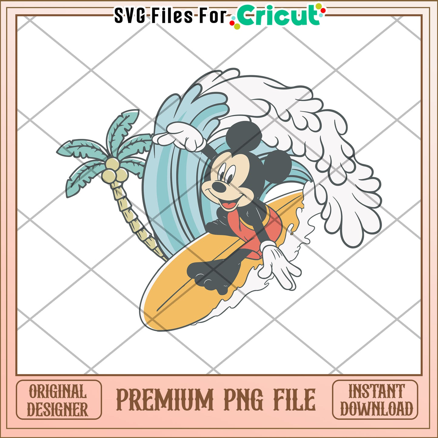 Mickey sufing creative design png, mickey mouse png