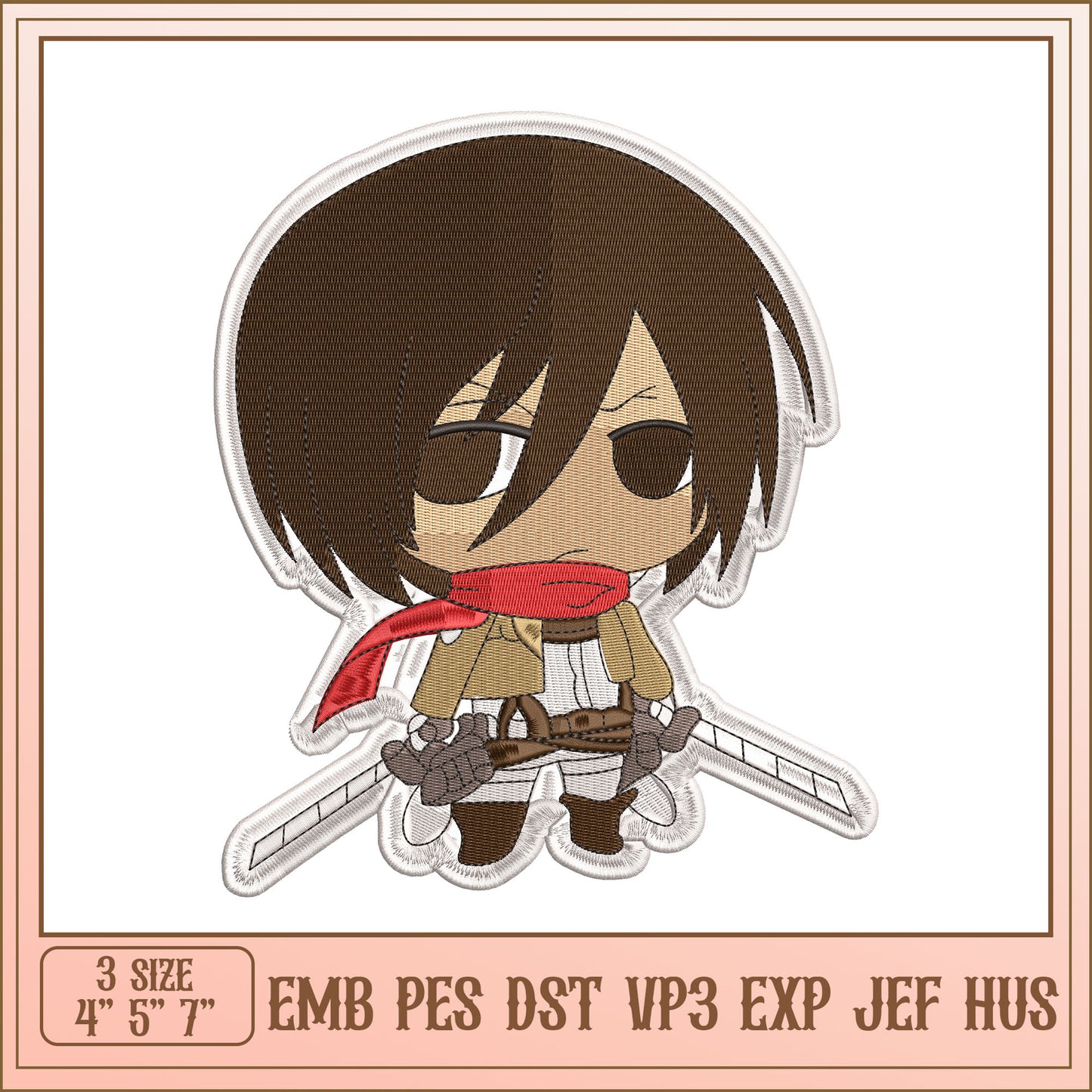 Mikasa Embroidery Design - 3 Sizes