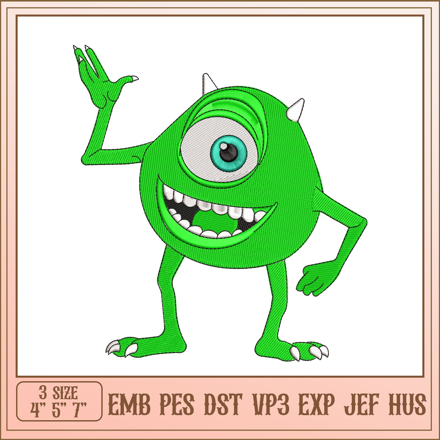 Mike Wazowski Embroidery Design