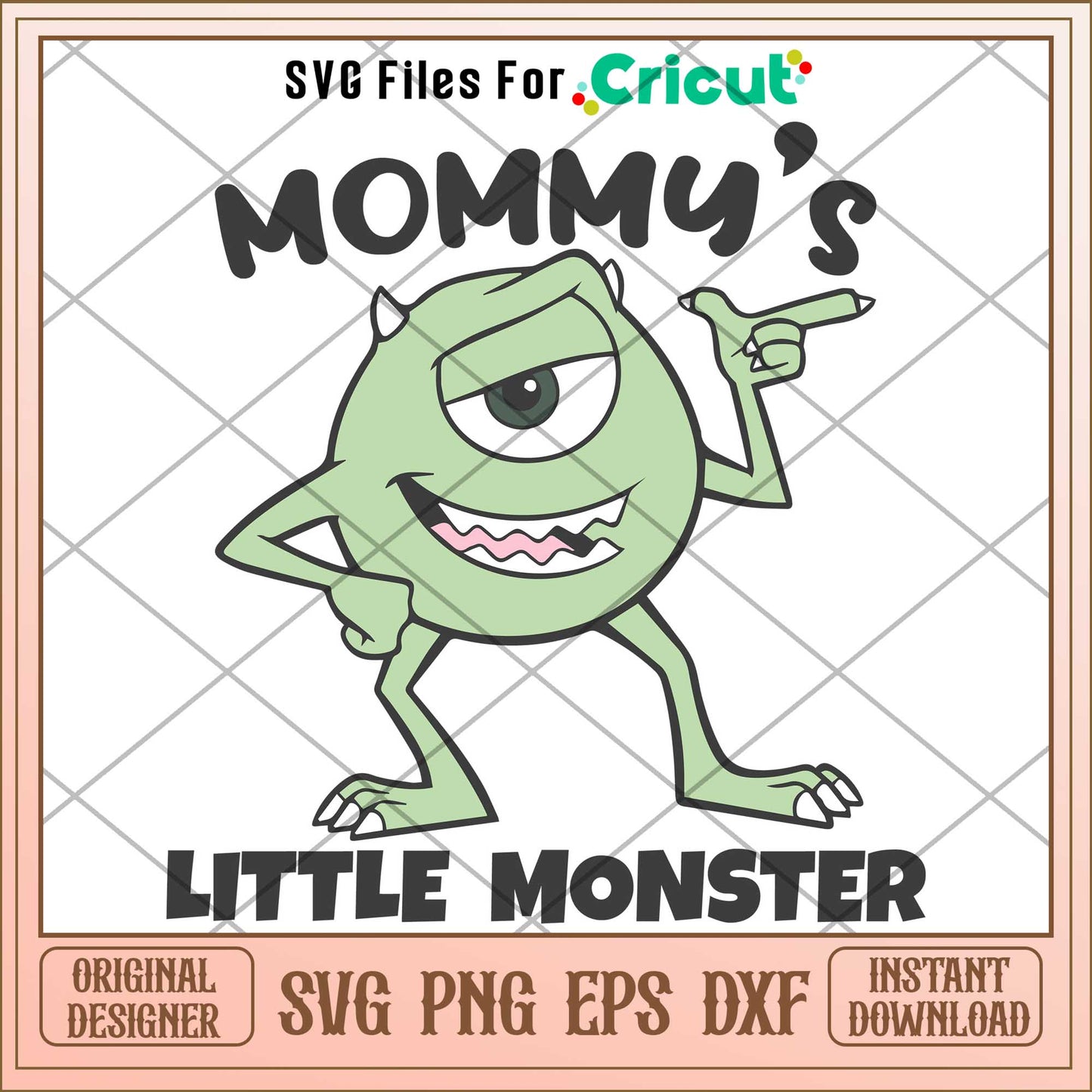 Mike Wazowski Mommy's Little Monster svg, monsters inc svg, Digital dowload