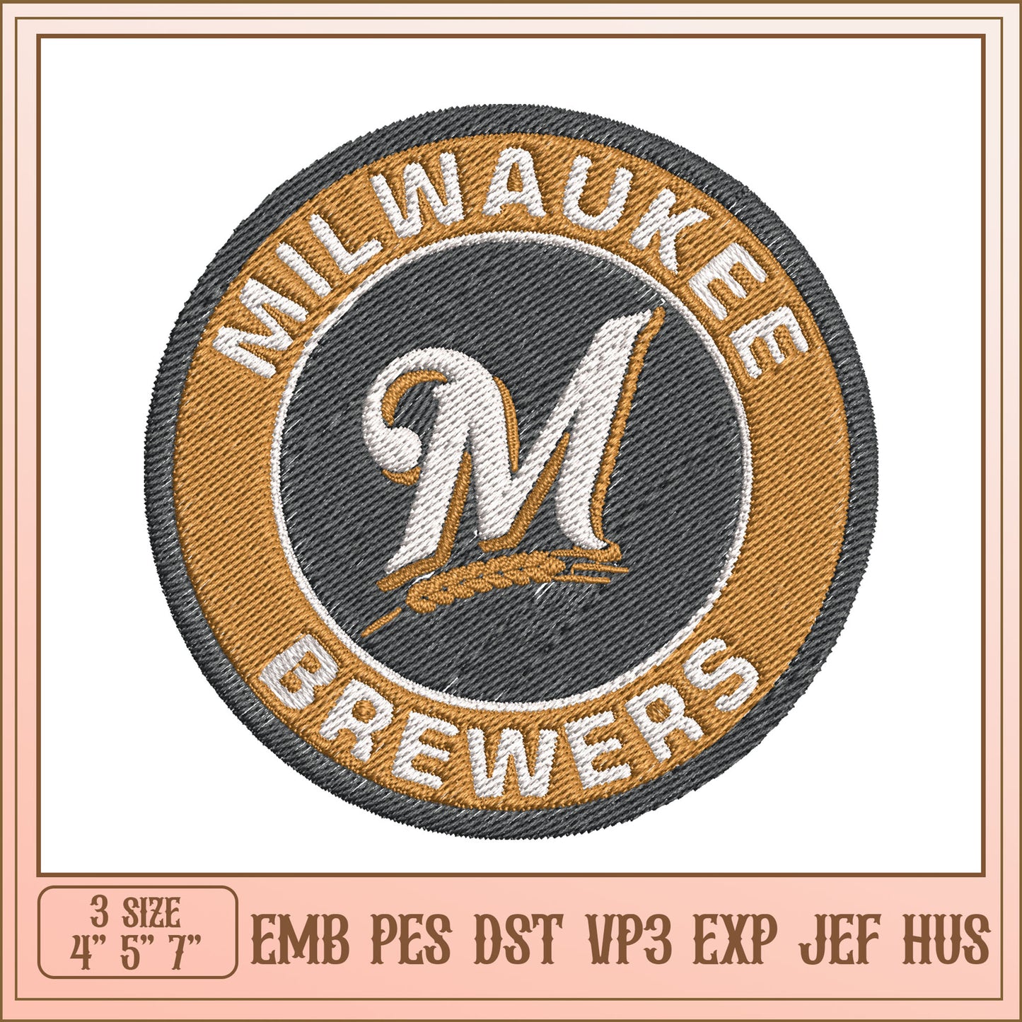 Milwaukee Brewers Embroidery Design for DIY Projects 4x5x7