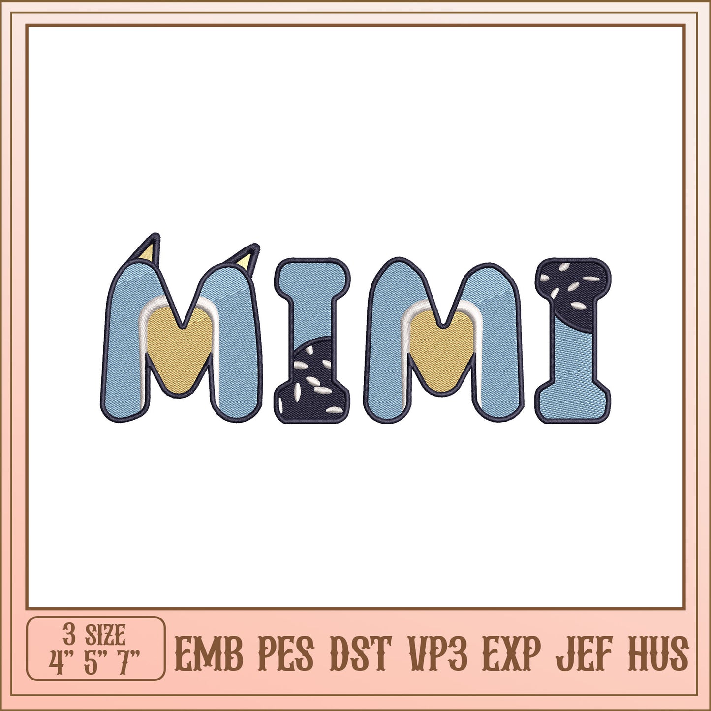 Mimi Embroidery Design 3 Sizes