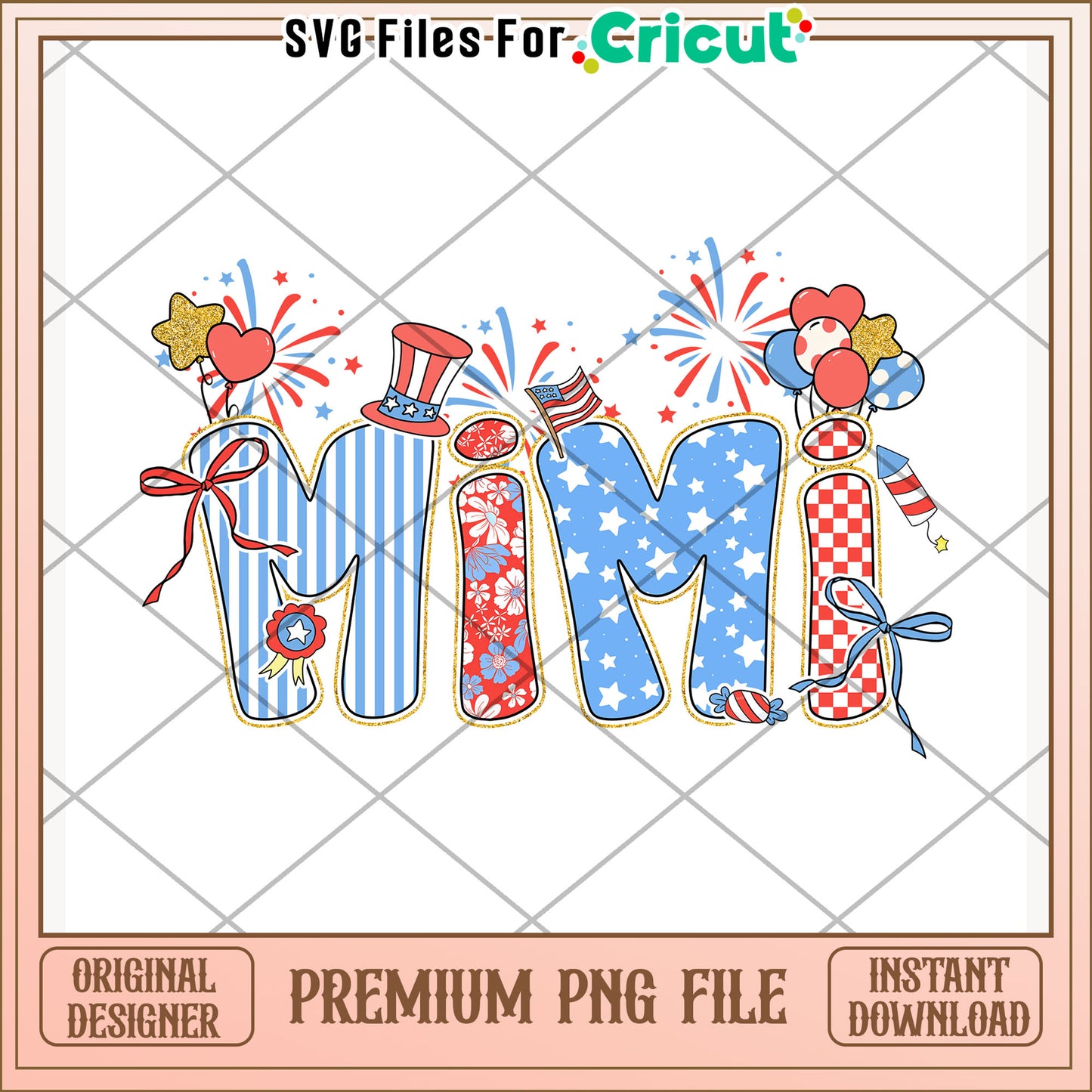 Mimi american design png, patriotic theme png, usa pride png