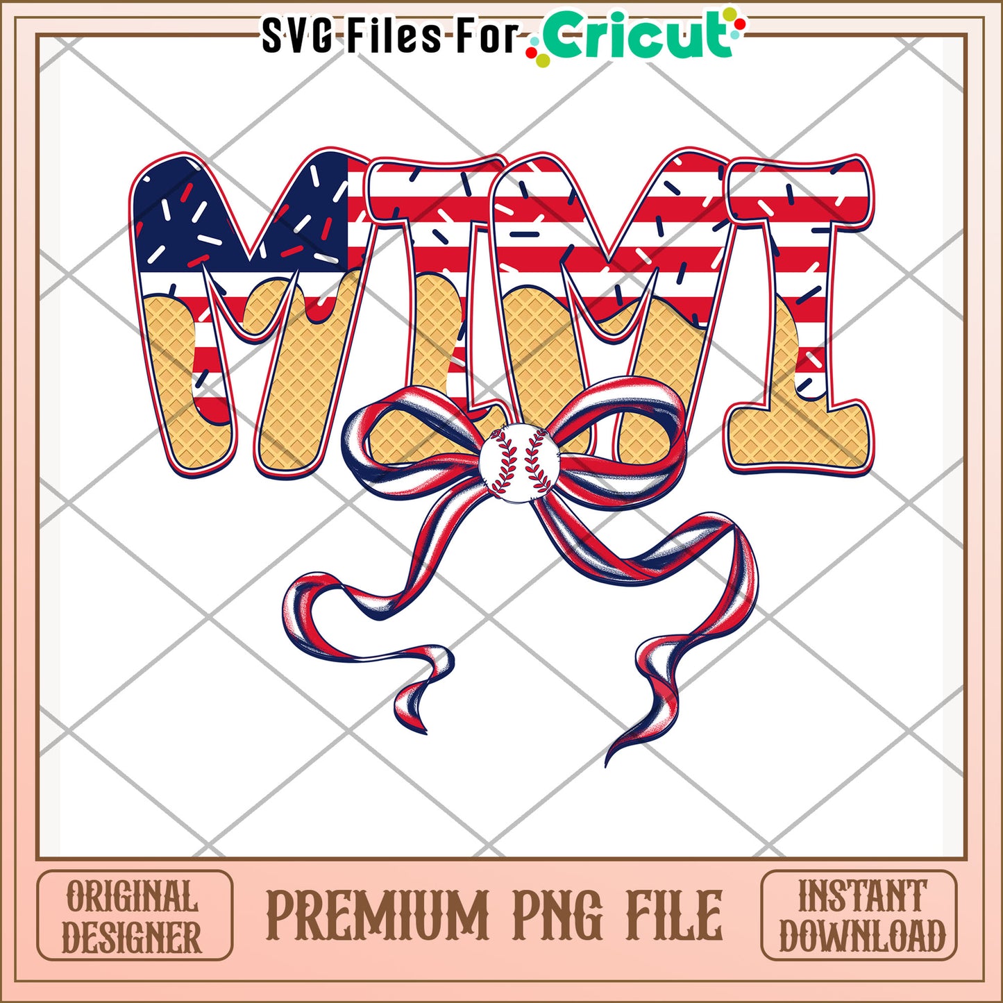 Mimi letter bowtie design png, independence day png, america freedom png