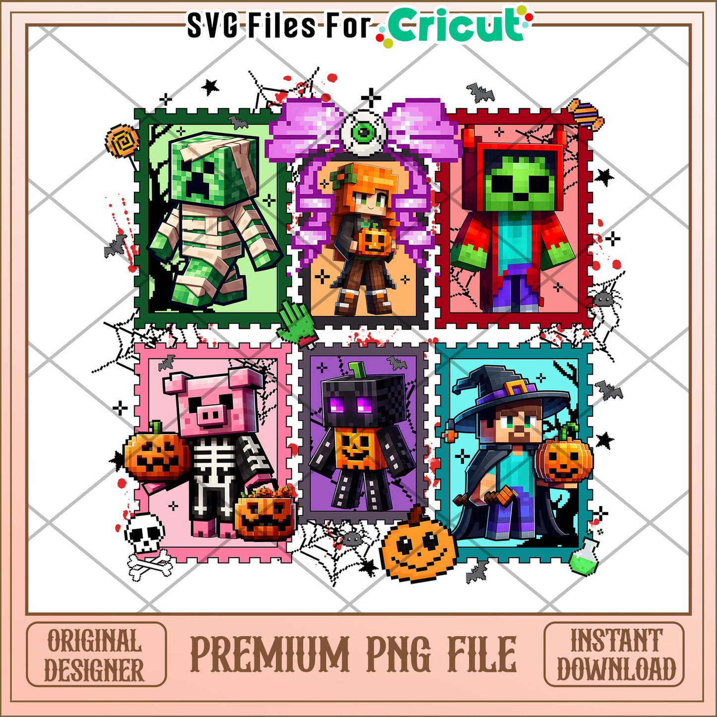Minecraft halloween stamp png, halloween cookies png, halloween returns png