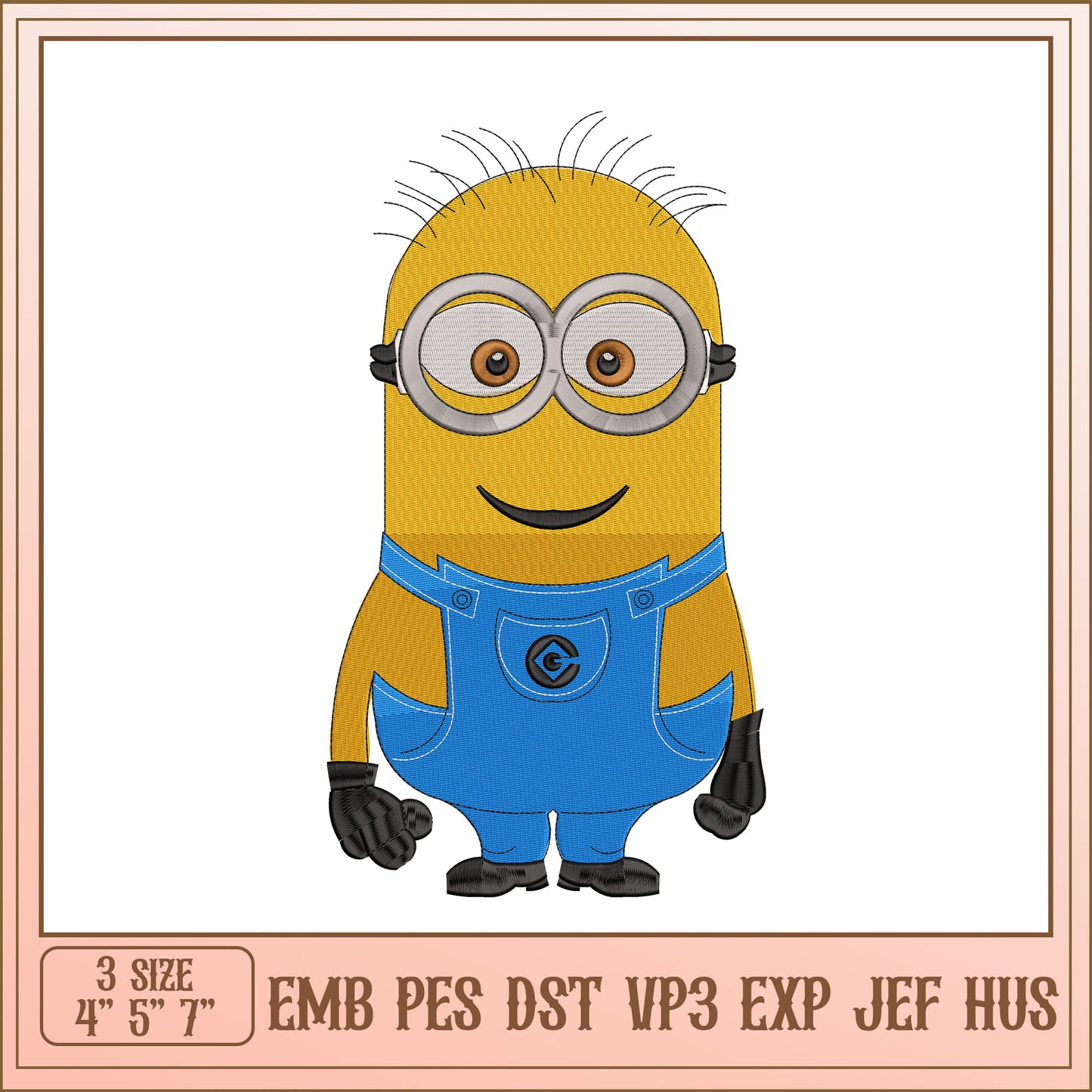 Minion Embroidery Design 3 Sizes