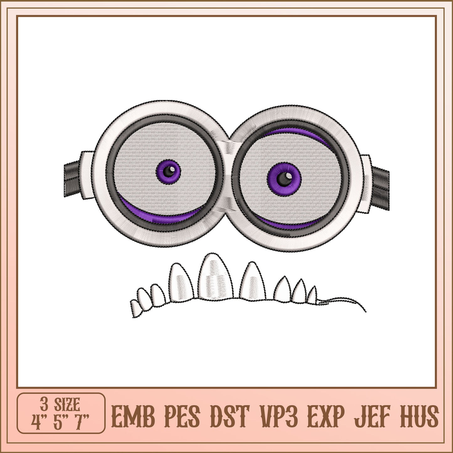 Minion Face Embroidery Design