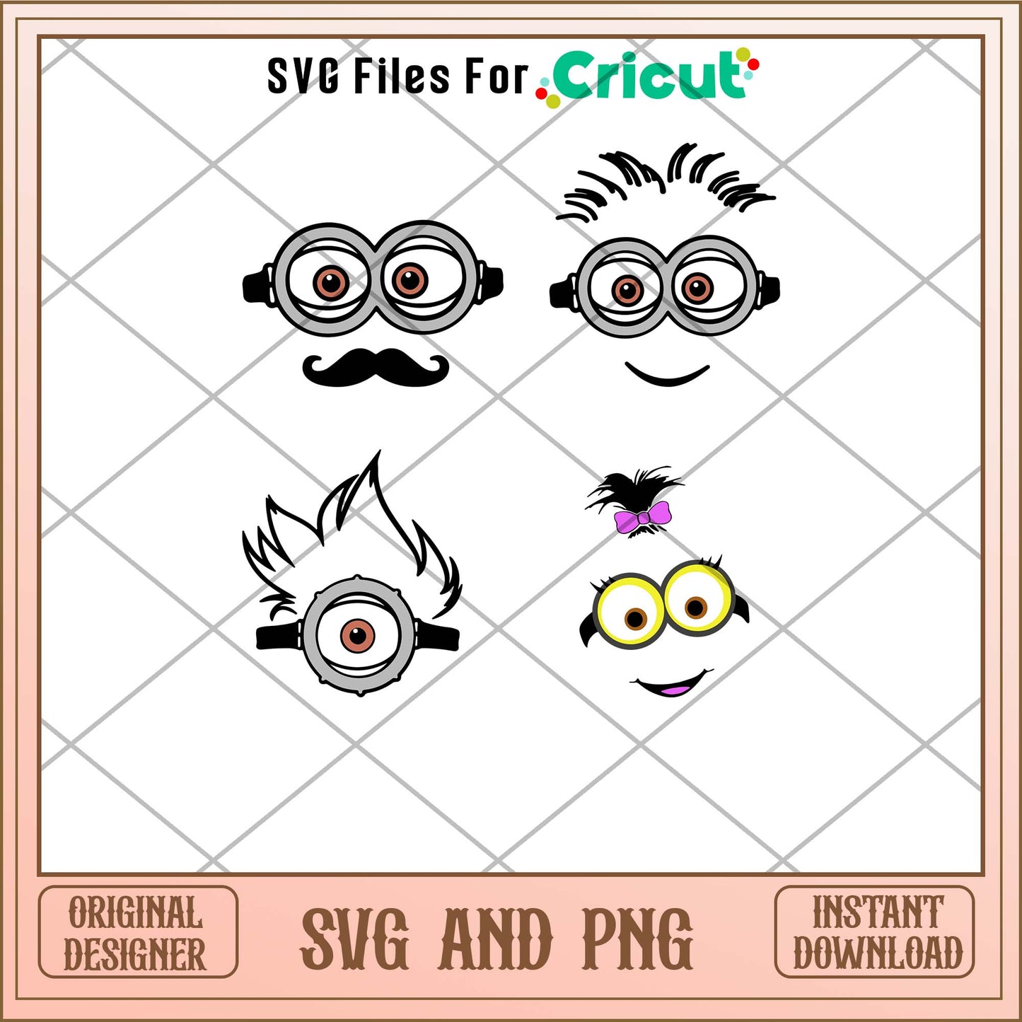 Minions Cute Faces svg bundle