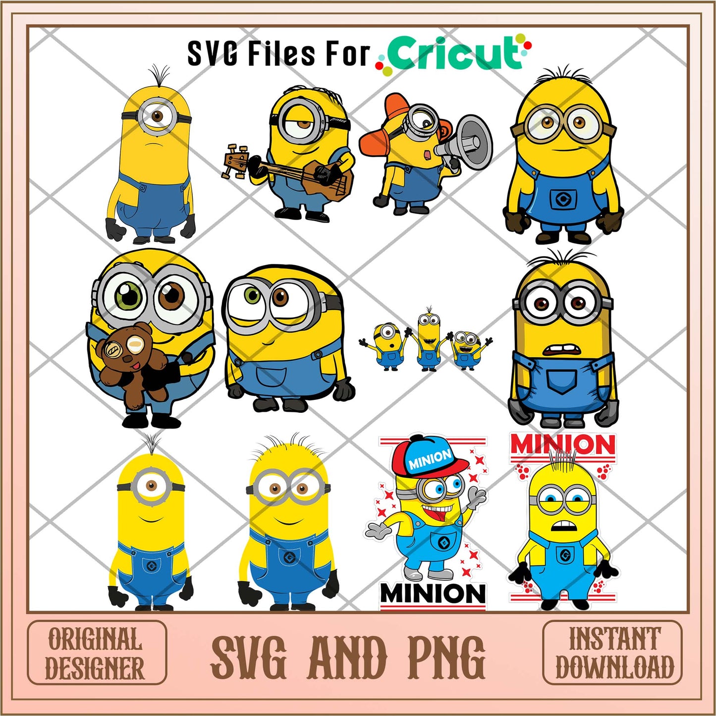 Despicable Me cute Minions drawing svg bundle