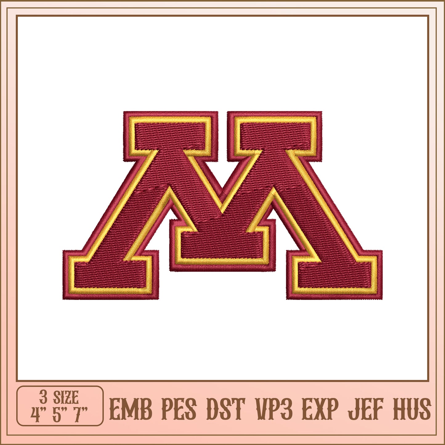 Minnesota University Embroidery Design in Multiple Formats