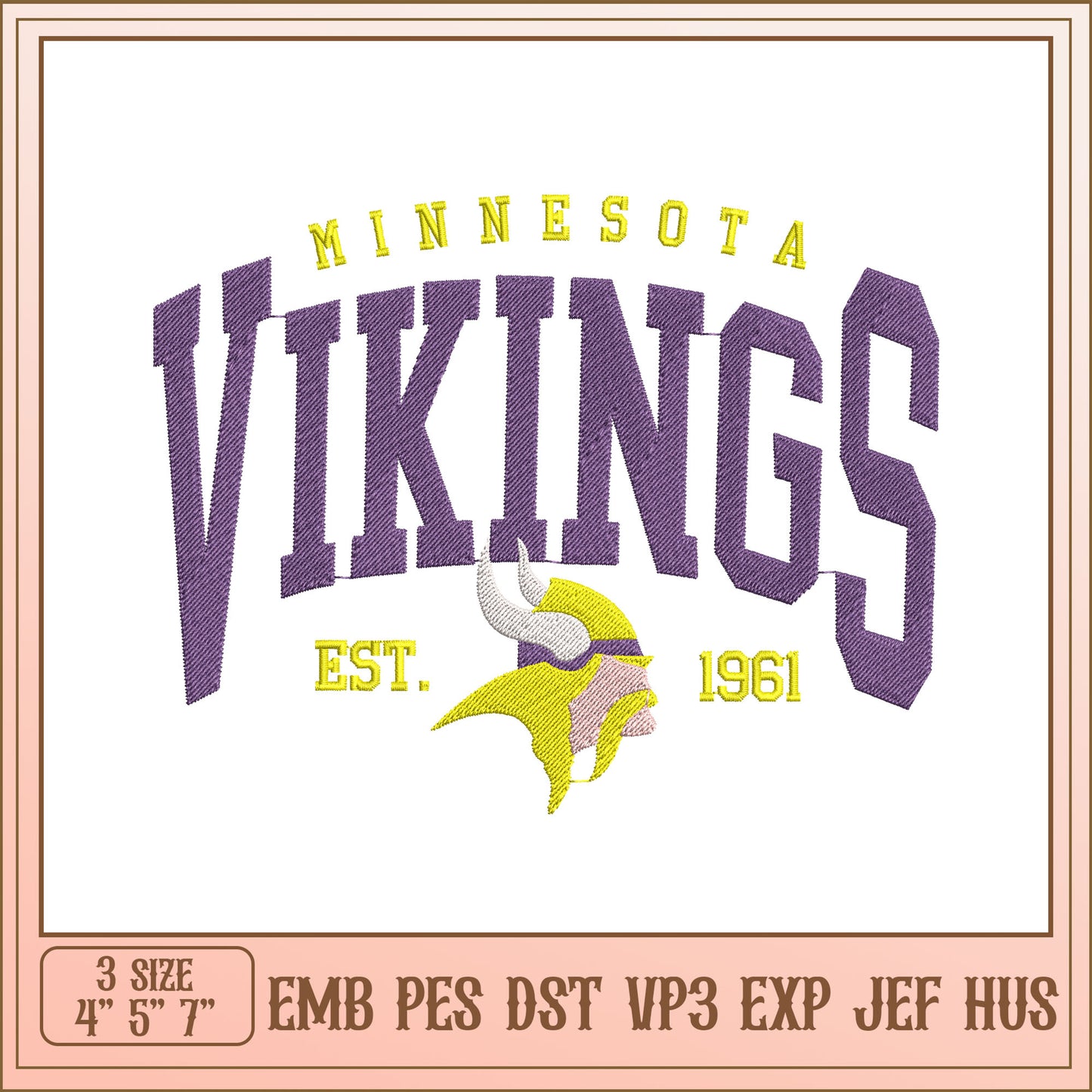 Minnesota Vikings Embroidery Design