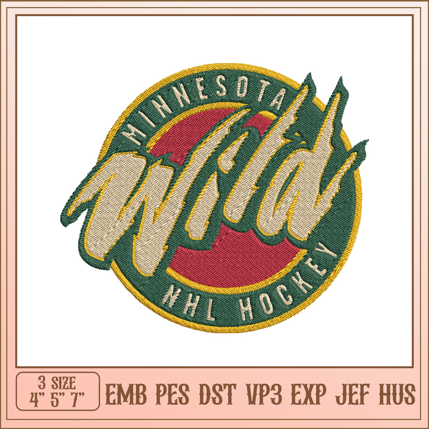 Minnesota Wild Hockey Embroidery Design