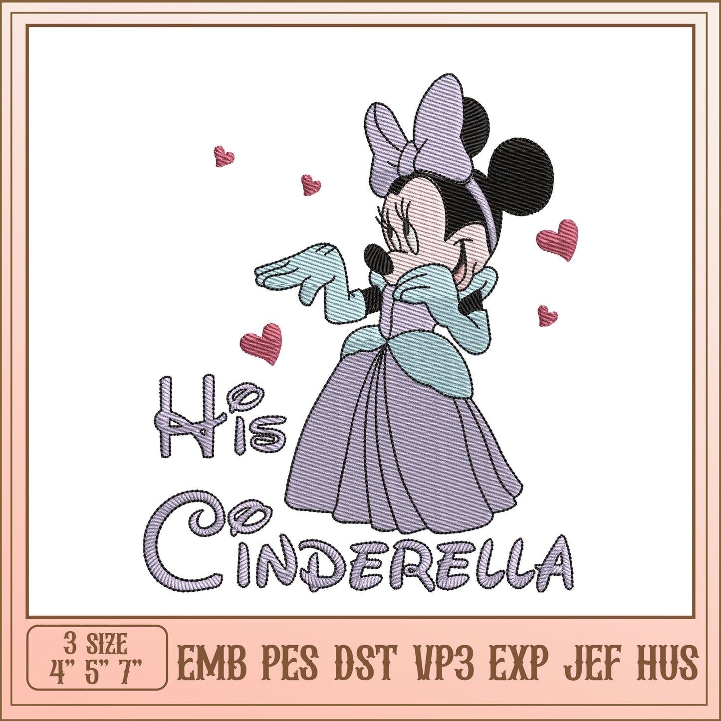 Minnie Cinderella Embroidery Design