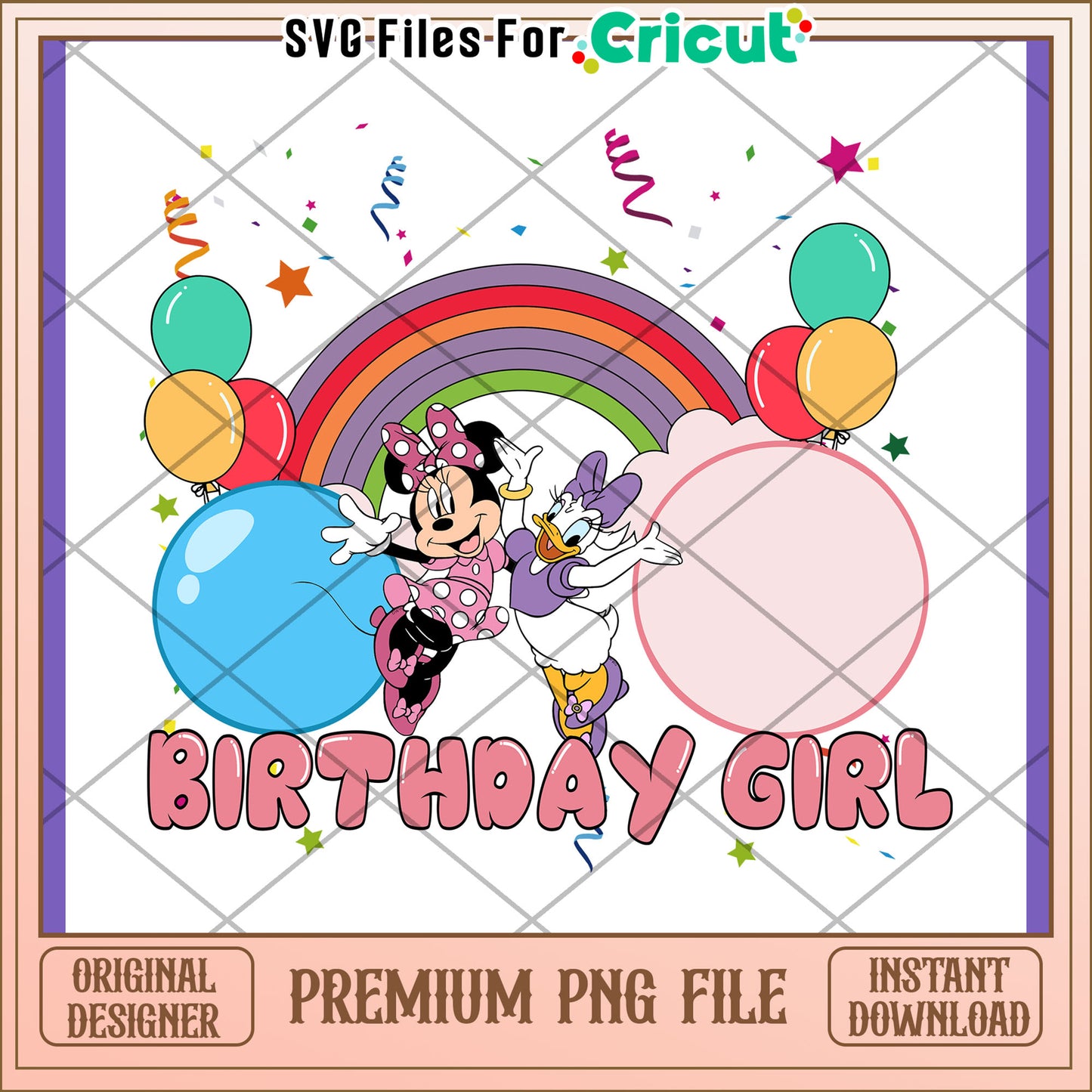 Minnie Daisy Birthday PNG Rainbow Design