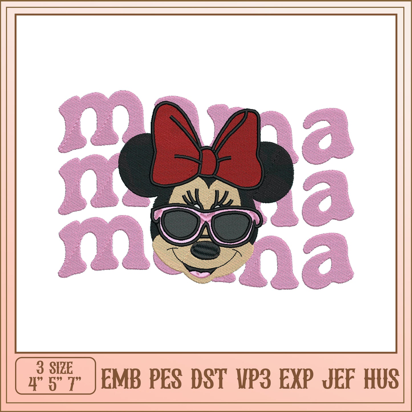 Minnie Mama Embroidery Design 4x7 Inch