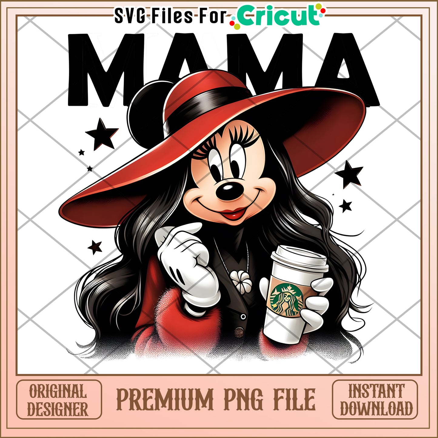 Minnie Mama PNG Starbucks Coffee Cricut