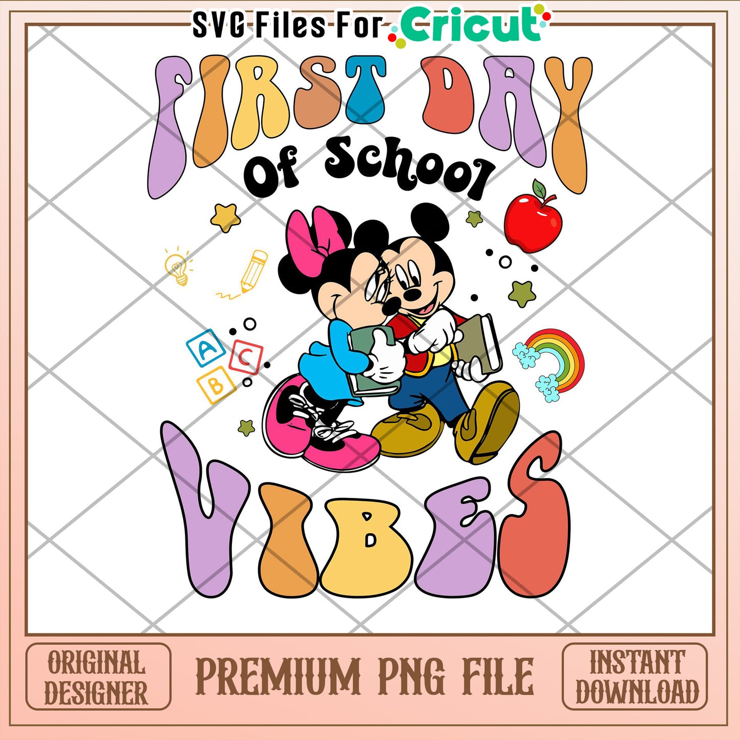 Minnie Mickey First Day School Vibes PNG