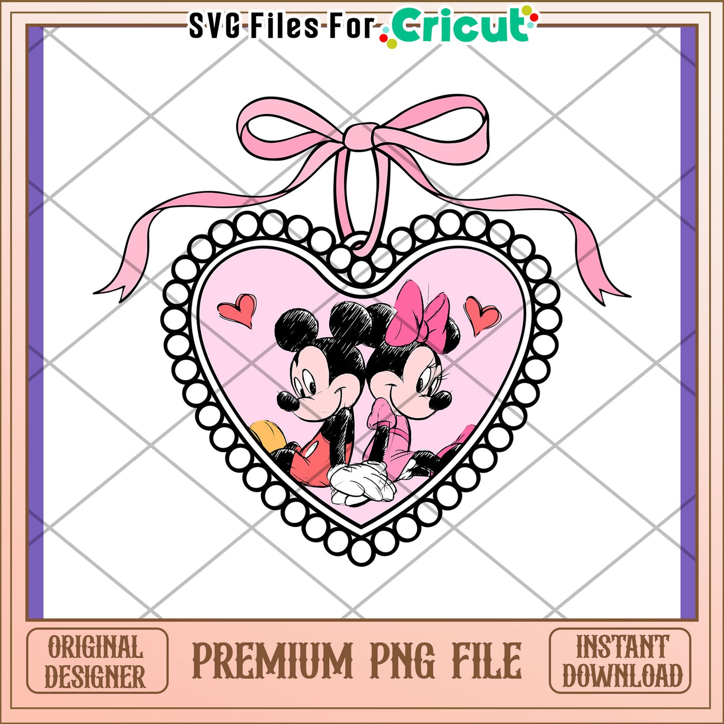 Minnie Mickey Heart PNG Design Download