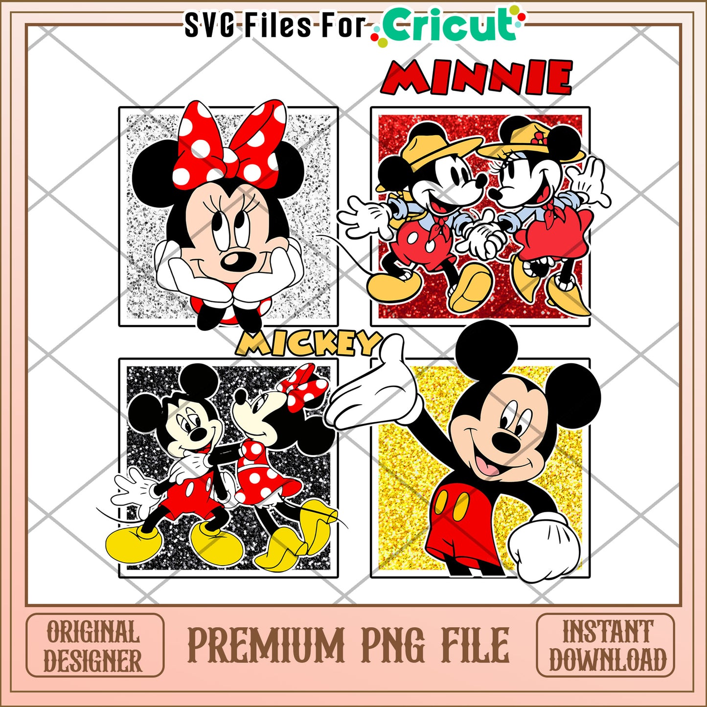 Minnie Mickey PNG Images, Glitter Design