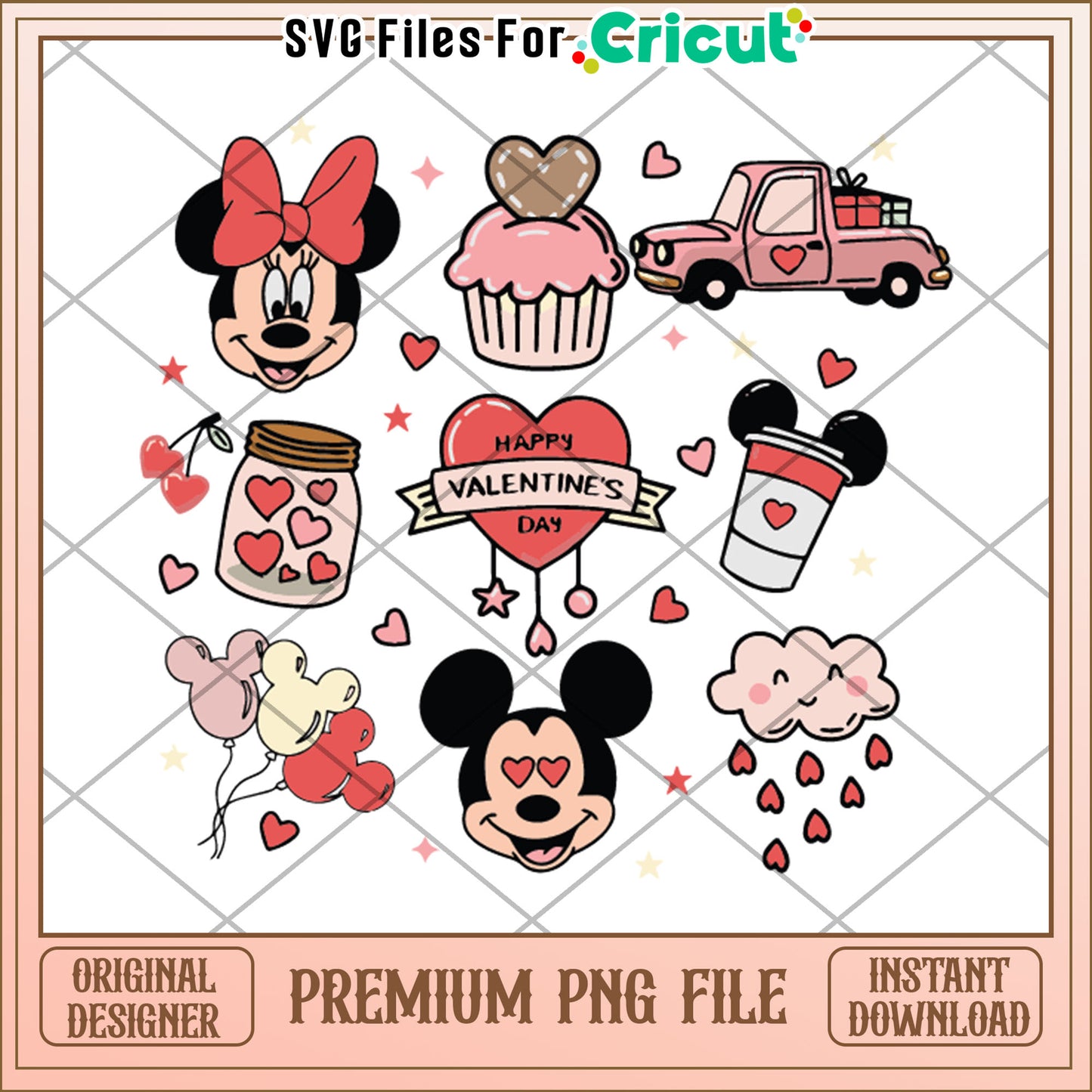 Minnie Mickey Valentines PNG Cricut File