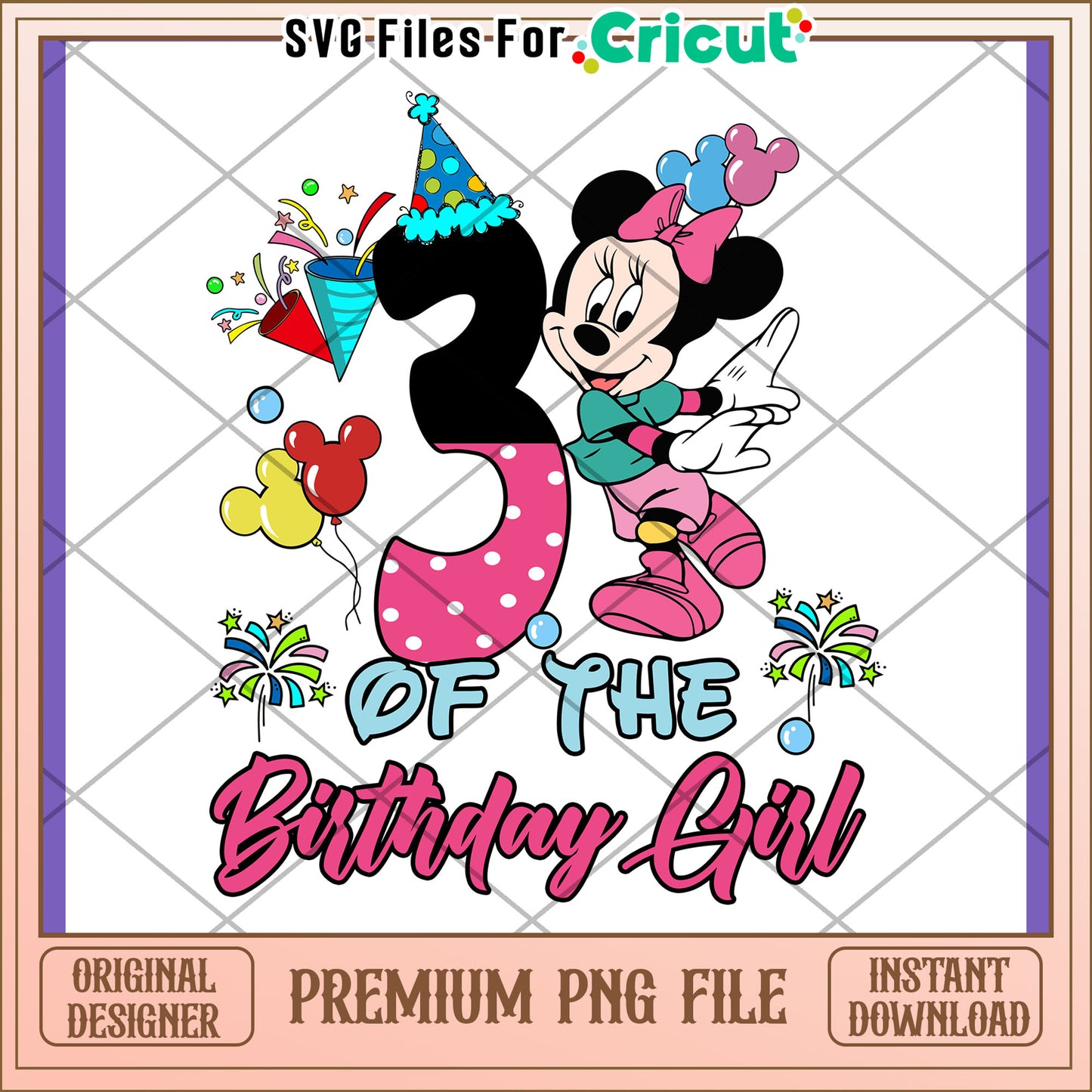 Minnie Mouse 3rd Birthday PNG Design