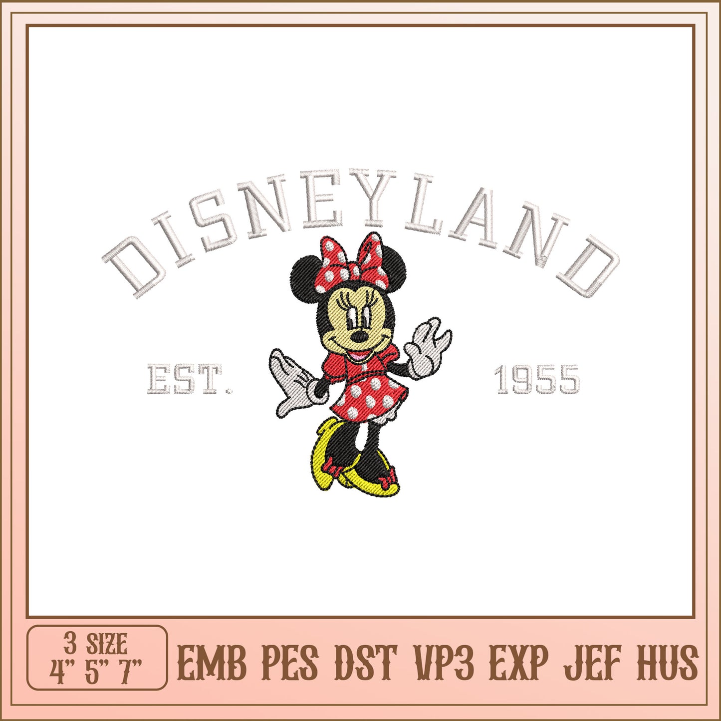 Minnie Mouse Disneyland Embroidery Design