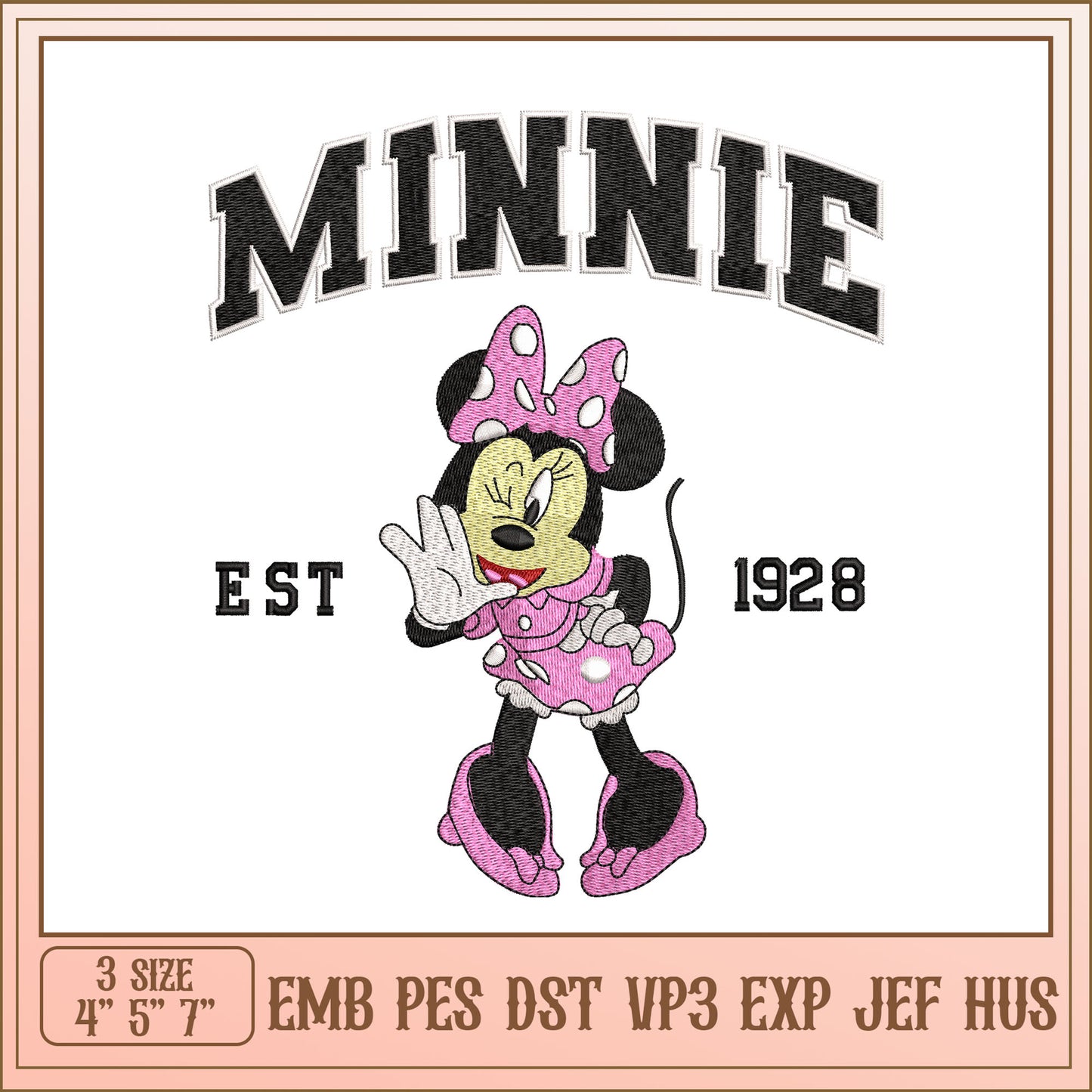 Minnie Mouse Embroidery Design for Craft Projects 1928 Edition