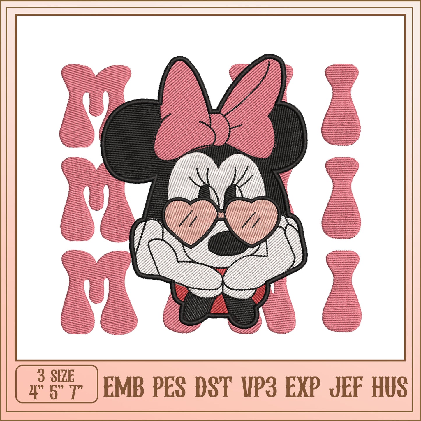 Minnie Mouse Embroidery Design for Various Formats and Sizes