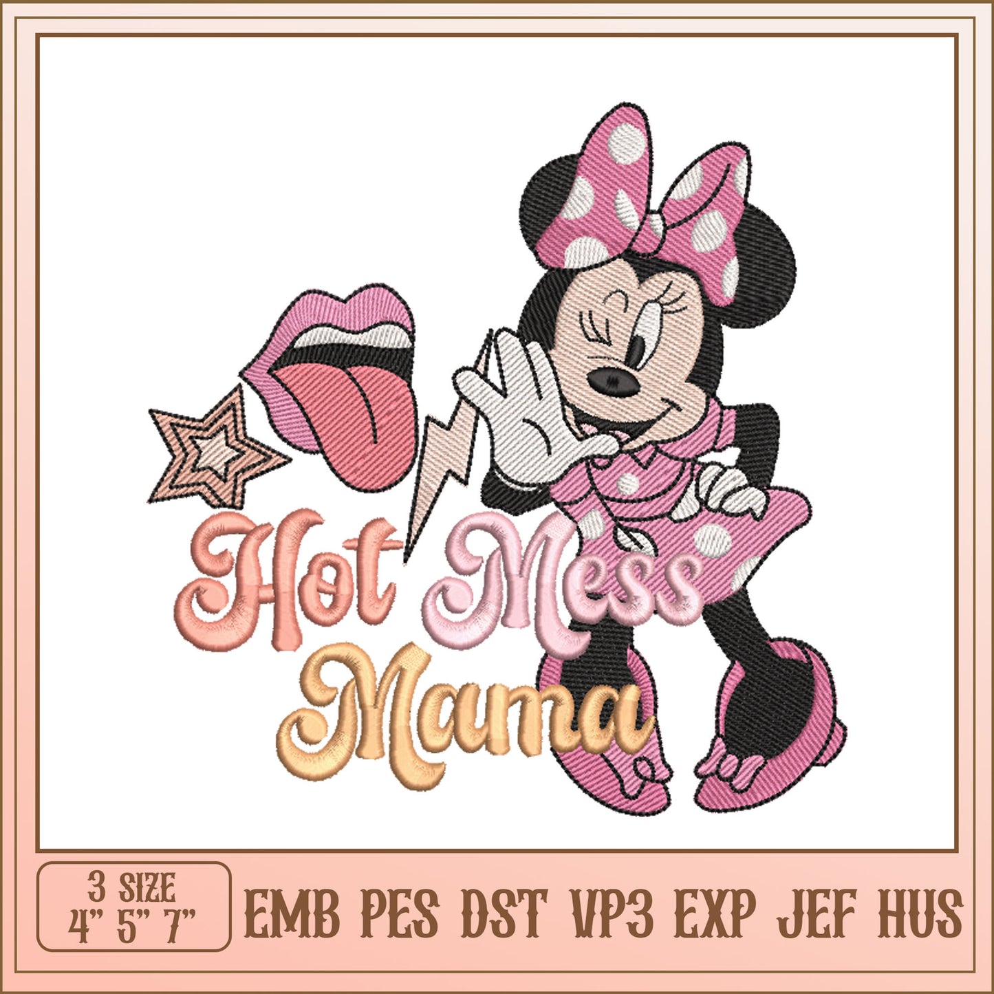 Minnie Mouse Hot Mess Mama Embroidery