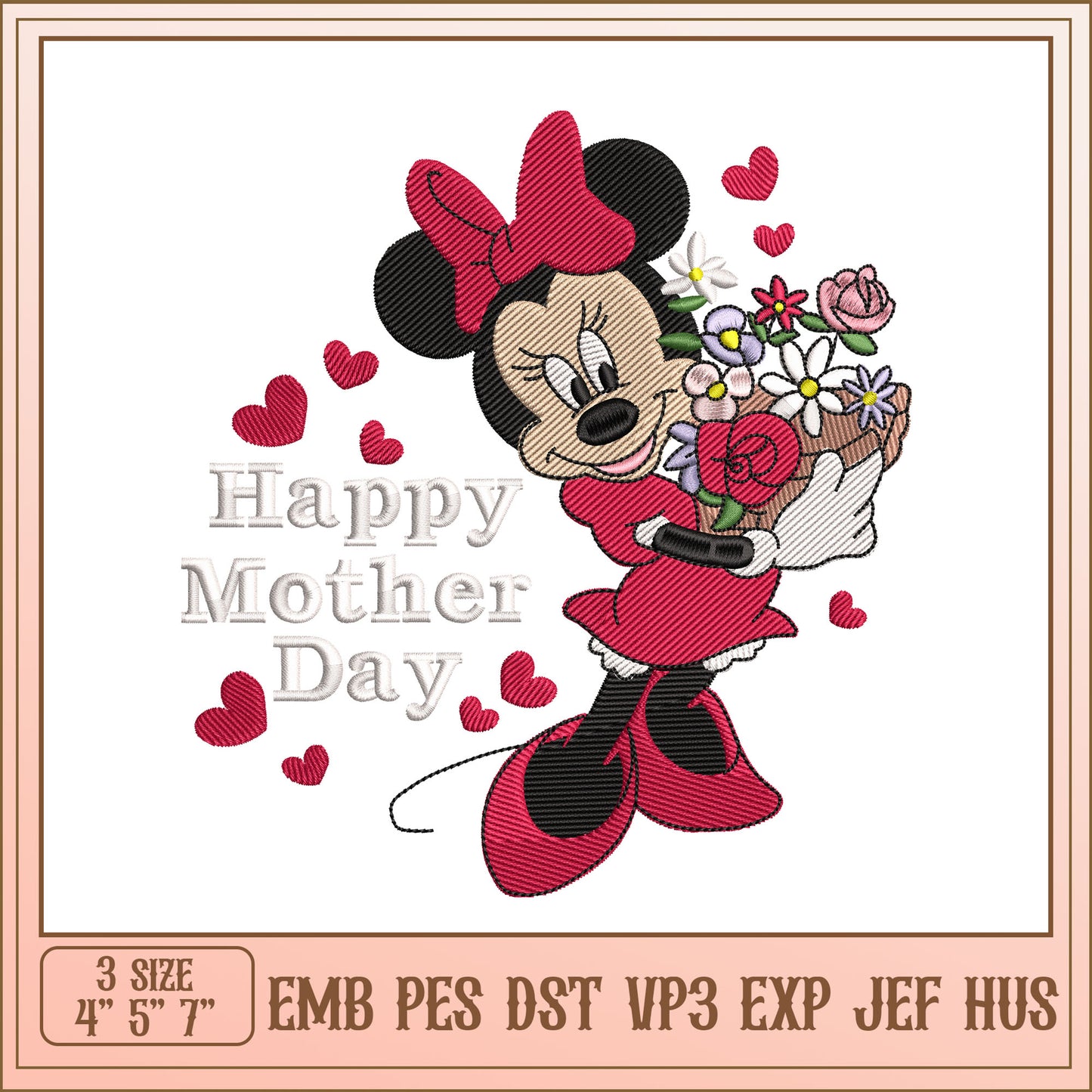 Minnie Mouse Mothers Day Embroidery Design