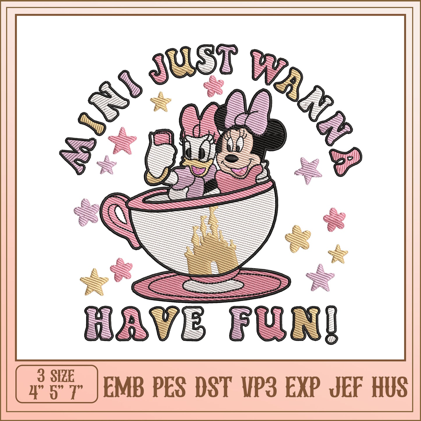 Minnie Mouse Teacup Embroidery Design