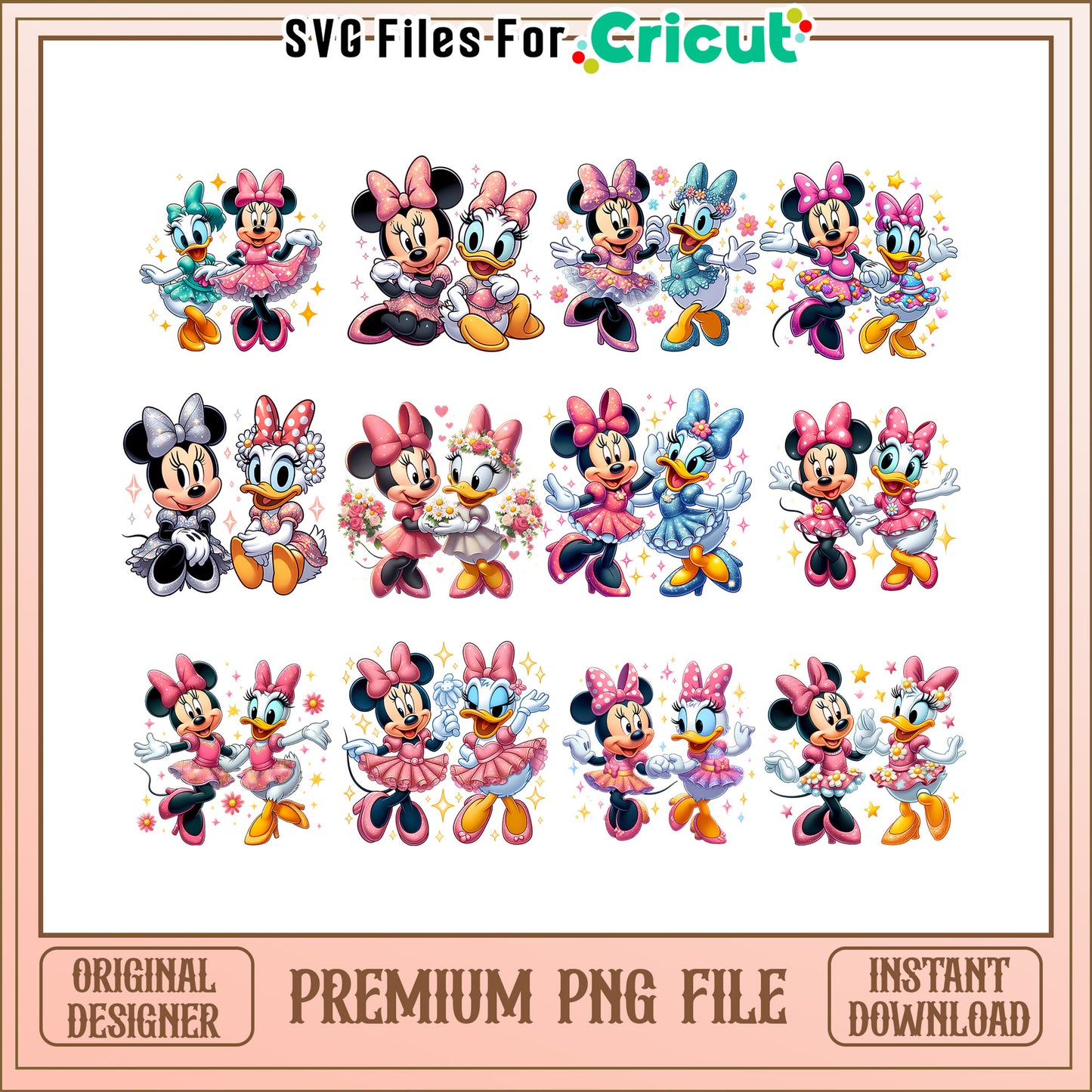 Minnie daisy duck valentine bundle png, daisy minnie mouse png