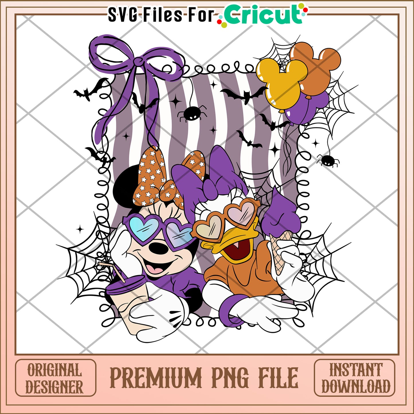 Minnie and daisy halloween png, halloween cartoon png, trick or treat png