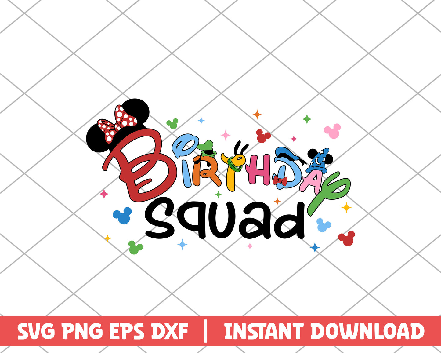 Minnie mouse birthday squad disney svg