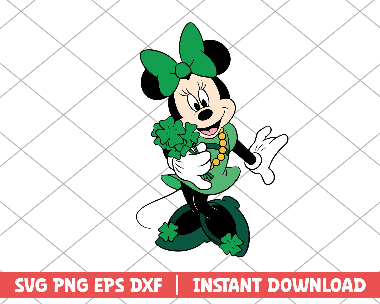 Minnie mouse character st.patrick day svg