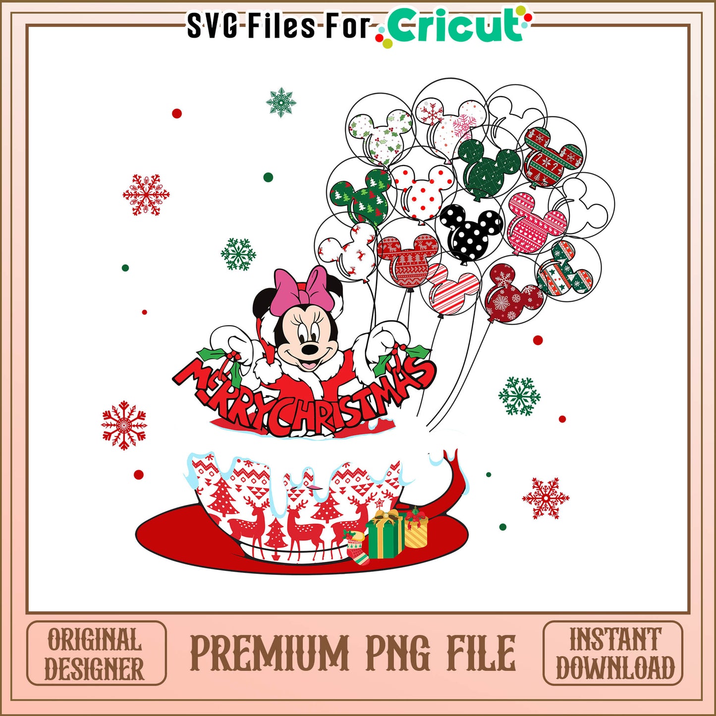 Minnie mouse cup balloon christmas png, minnie mouse cup png