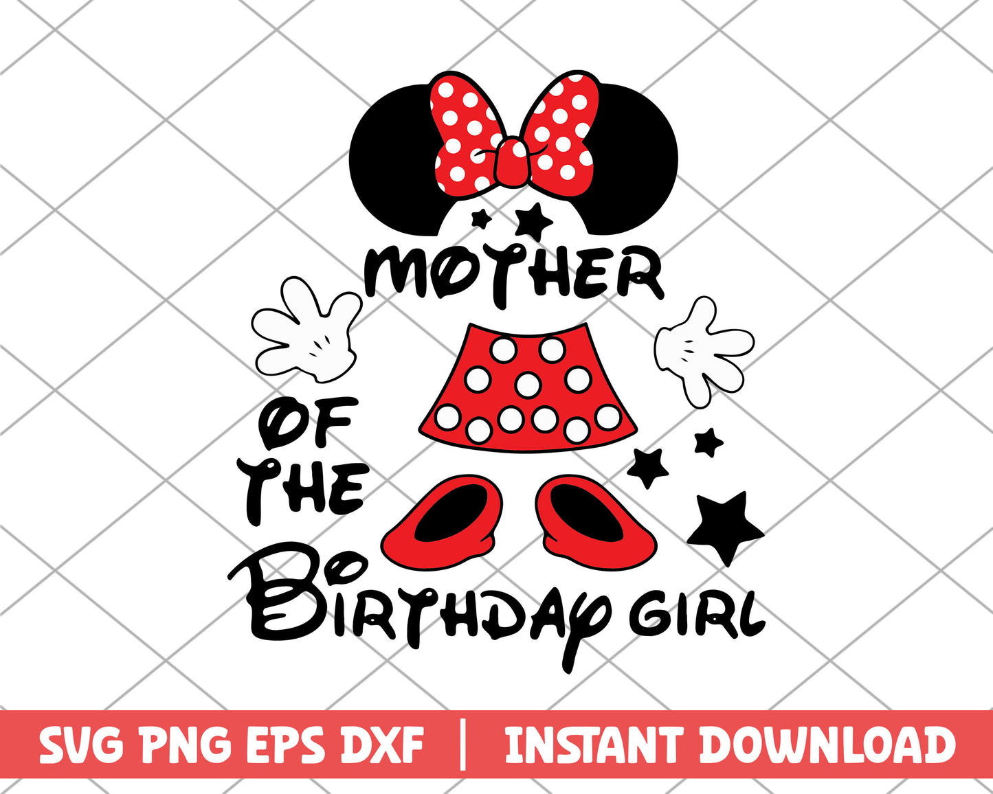 Minnie mouse mother of teh birthday girl svg
