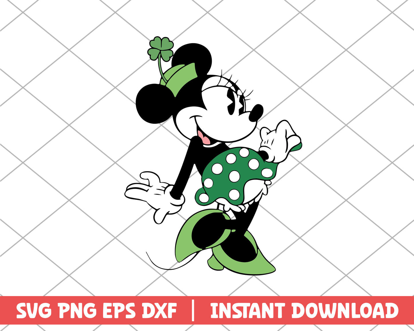 Minnie mouse st.patrick day svg